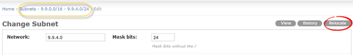Relocate a subnetted subnet for easier IP address management