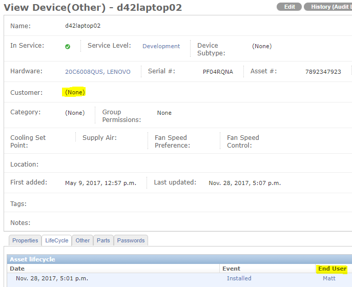 View CI Device Details