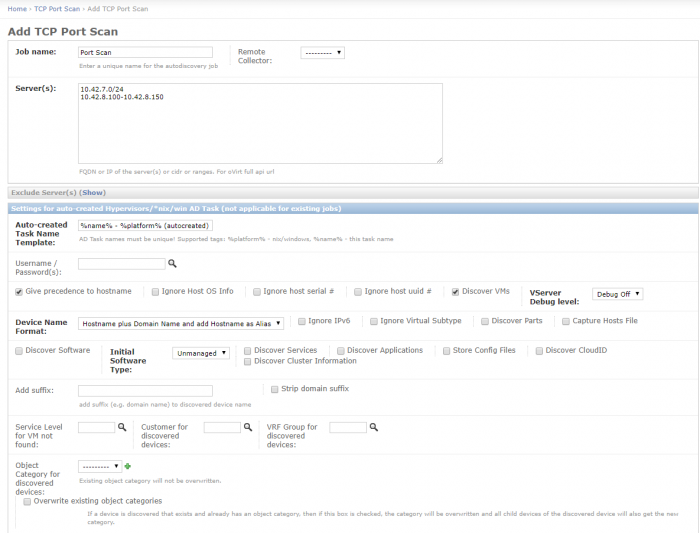 TCP port scan and auto-add to autodiscovery jobs in v14.7.0