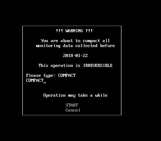 InfluxDB Warning Screen