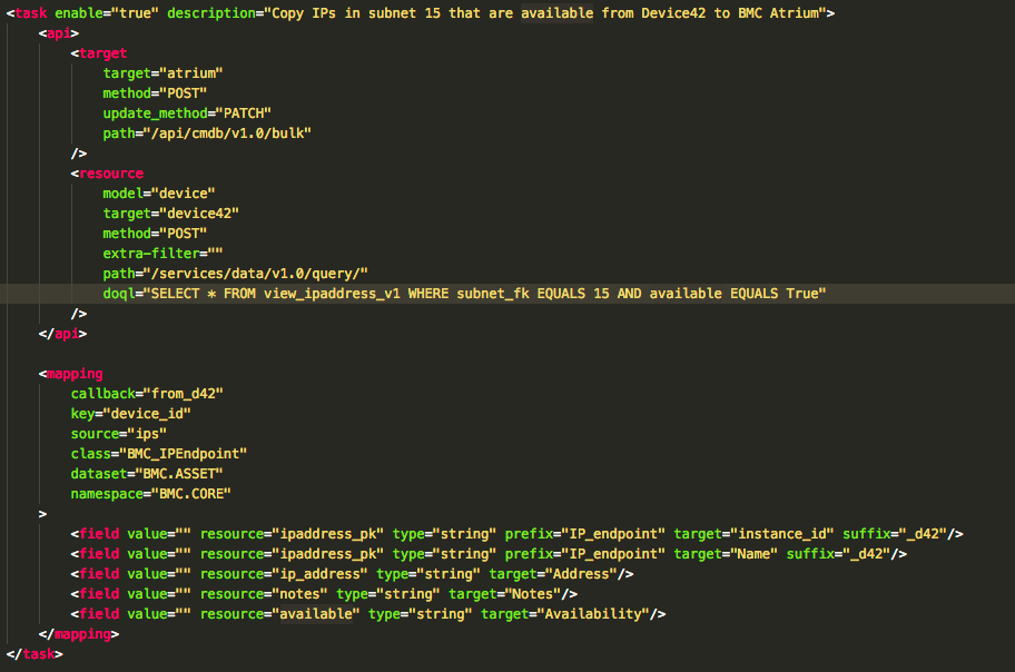 Example of python mapping file configuration