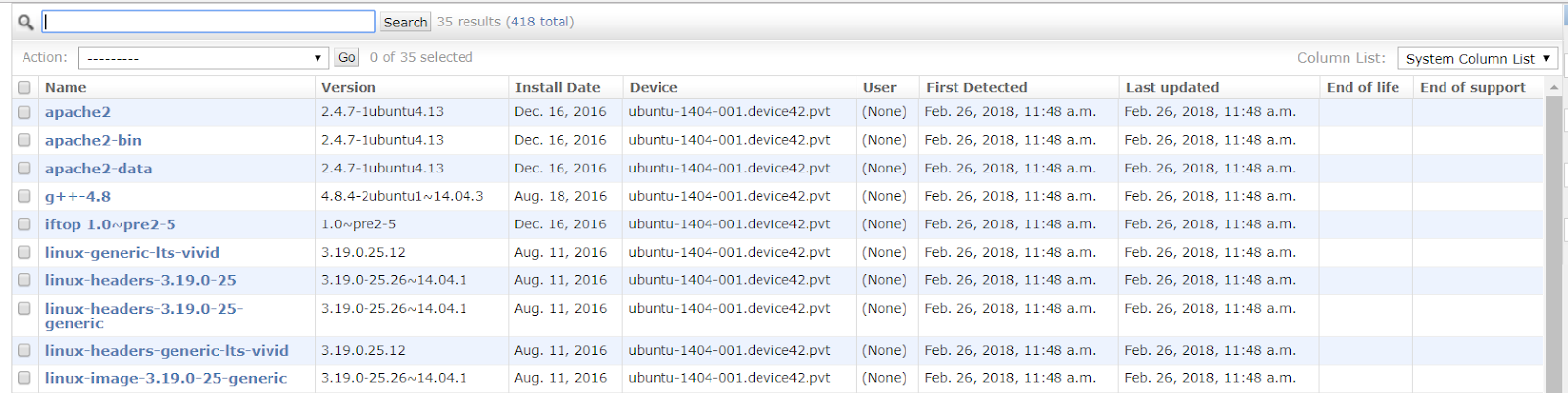 Search software on device CI