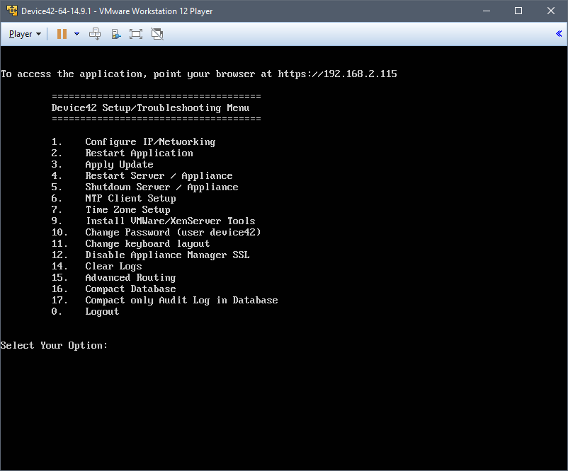 Device42 14.9.1 VMware Player