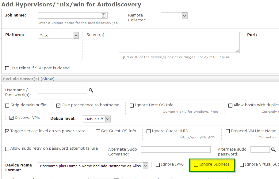 Ignore Subnets nix discovery option