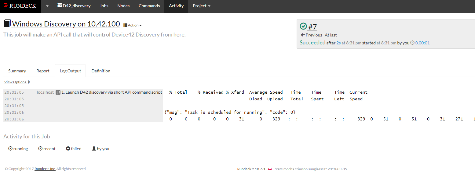 Rundeck Job Success Log