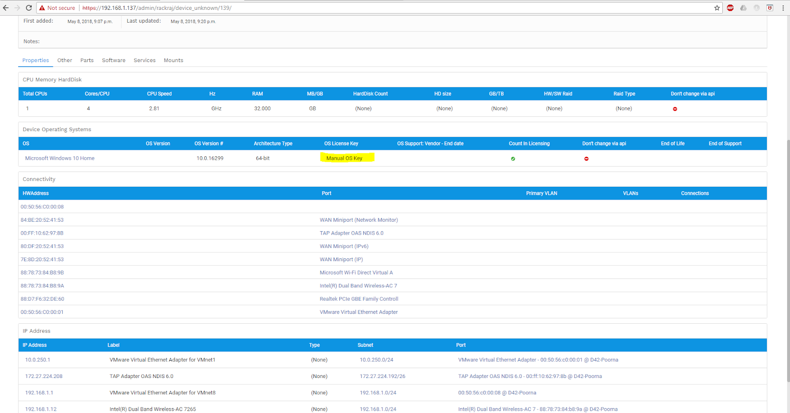Discovery Wizard and OS License Keys Discovery with v15.02.00