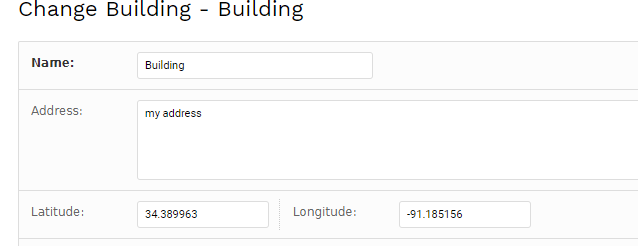 Add building latitude longitude coordinates