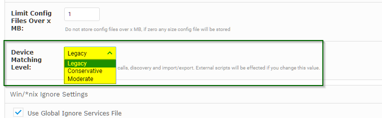 Device Match Aggressiveness