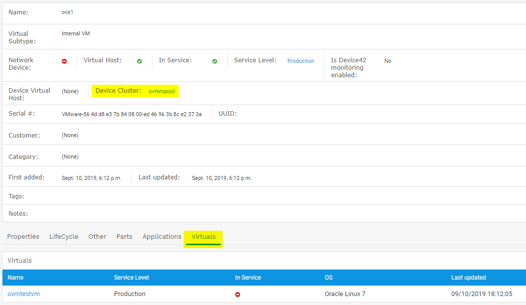 Oracle OVM cluster discovery example