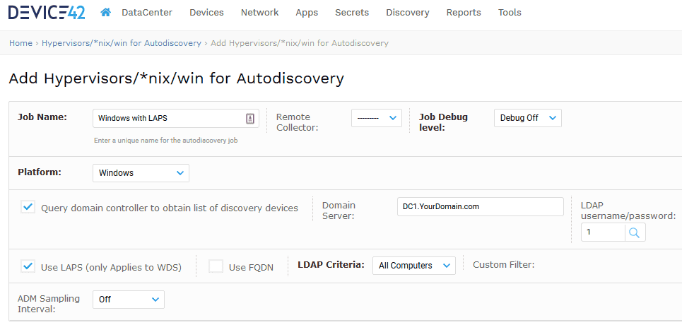 Once enabled, a simple checkbox is all it takes to leverage MS LAPS for Windows discovery!