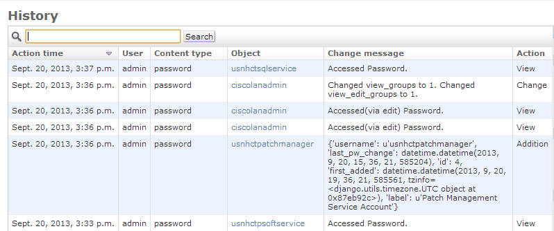 Password History and Audit Trail